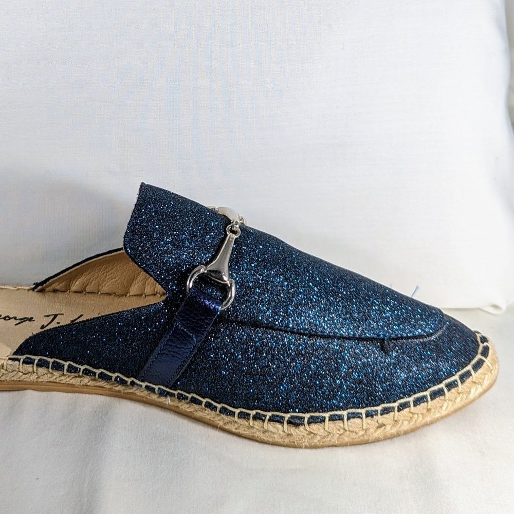 NWOT Blue Glitter Slip-On Espadrilles Size EU 37, George J. Love
